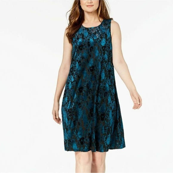 Calvin Klein Velvet Burnout Sleeveless Dress Sz 12 very good like new condition - Picture 1 of 4